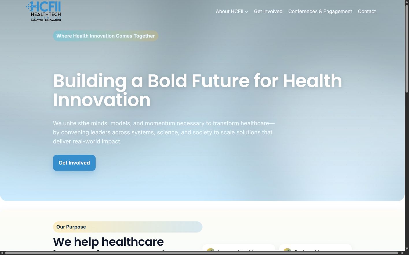 The live HealthTech Center for Impactful Innovation website